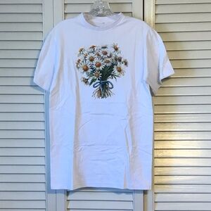 White T-Shirt with Floral Bouquet Design